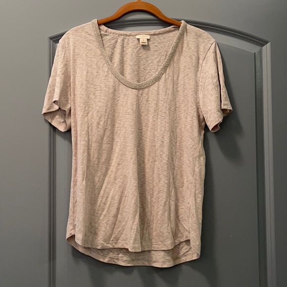 J crew gray with silver beading t shirt medium - Picture 1 of 3